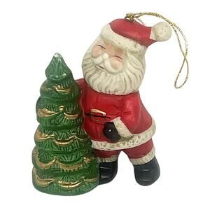 Vintage Santa Christmas Tree Ornament Around the World Ceramic Figurine CL45
